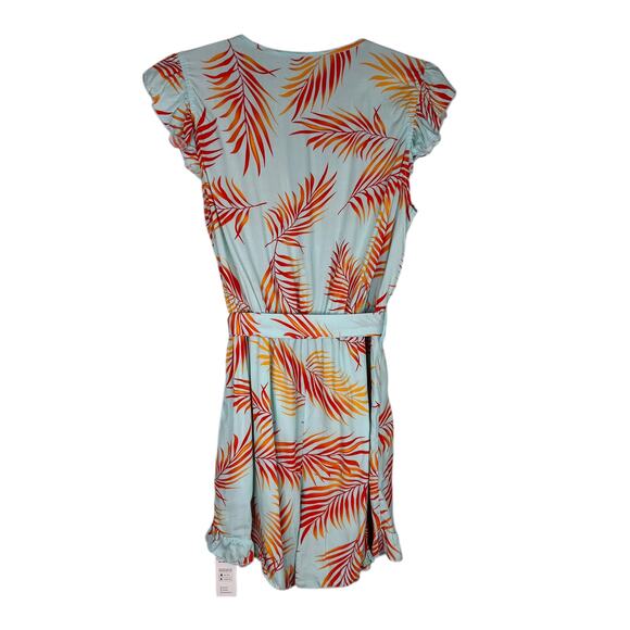 Cupshe Teal Orange Tropical Flutter Sleeve Romper Large New - Picture 10 of 14